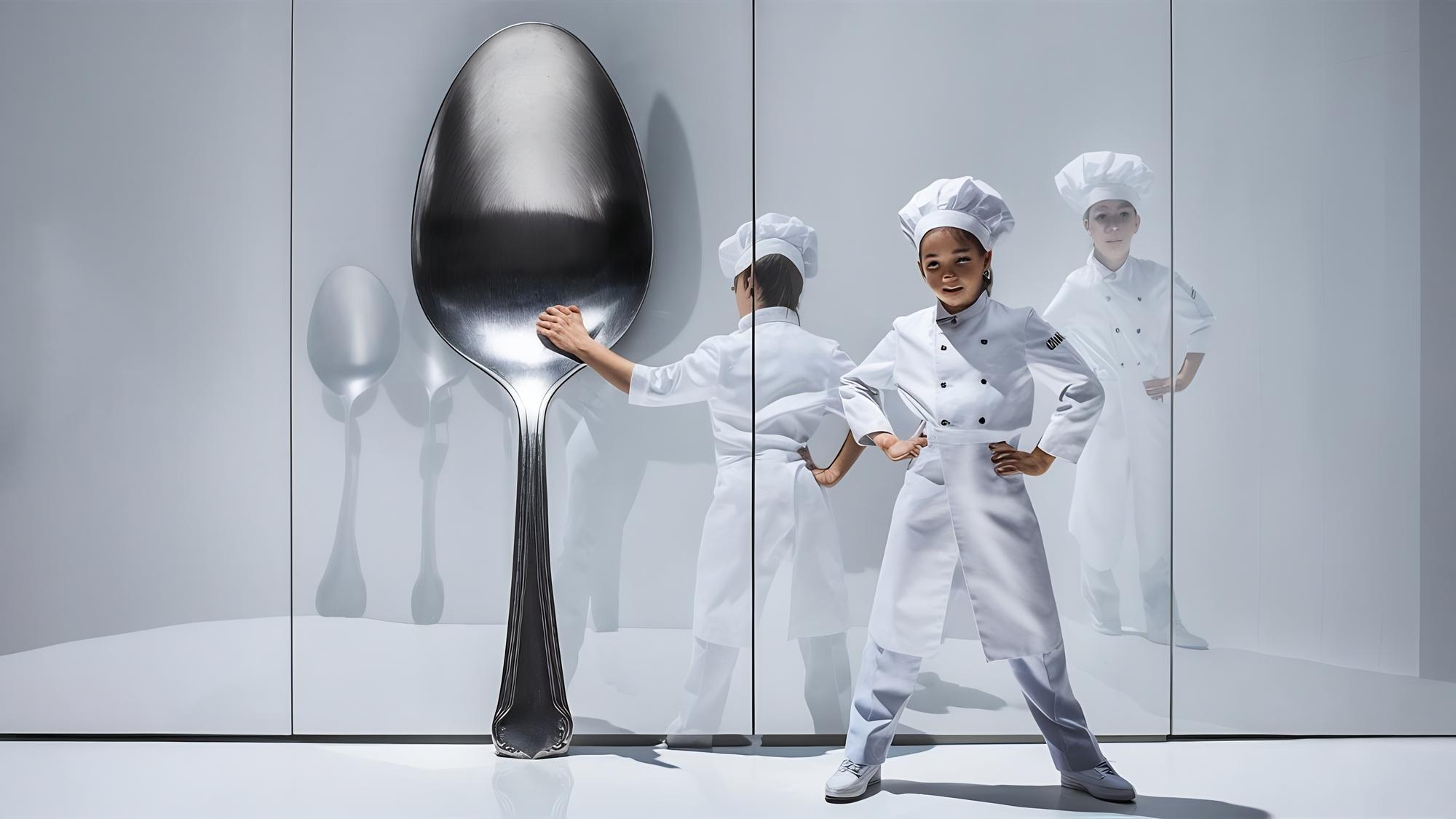 Chef demonstrating technique in a modern kitchen